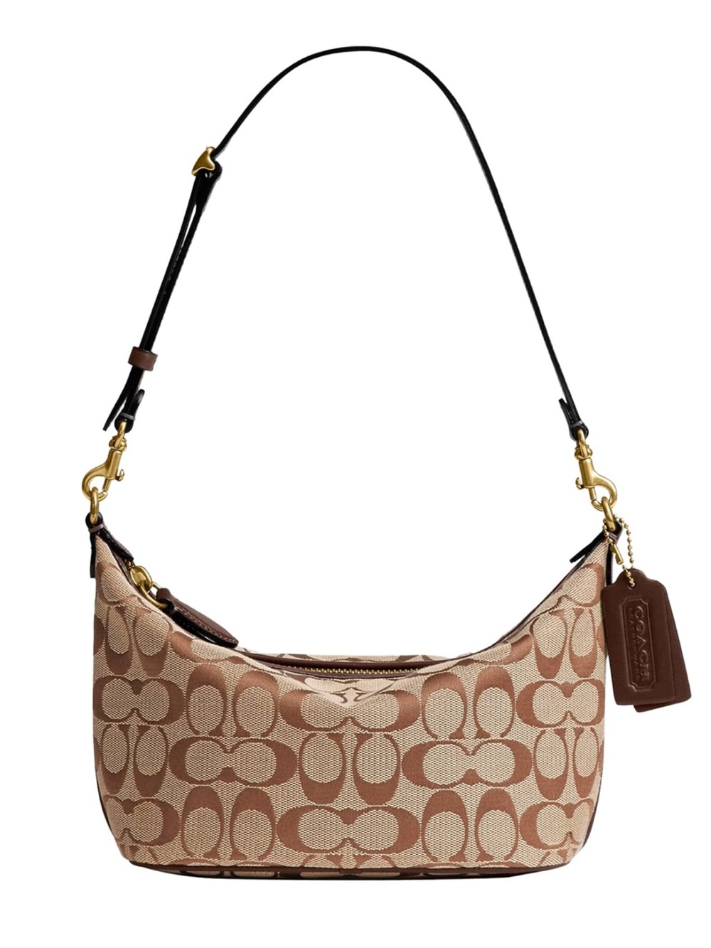 Coach Beige/Khaki Signature Jacquard Demi Shoulder Bag - New